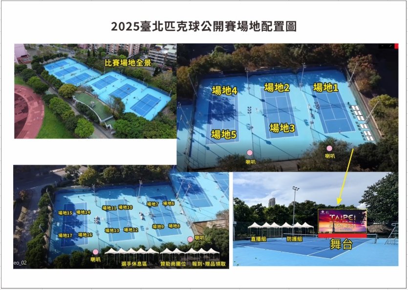 2025台北匹克球公開賽場地配置圖